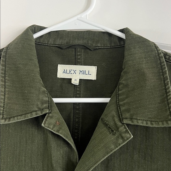 Alex Mill Britt Work Denim Jacket Size Medium in Herringbone Military Olive - Picture 3 of 11